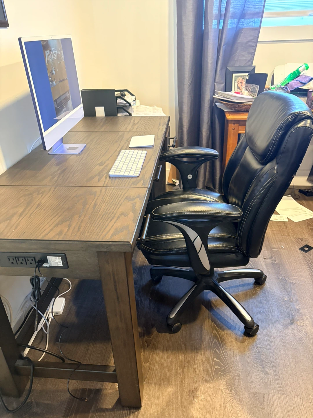 Lift Top Desk with Drawers - Dark Wood