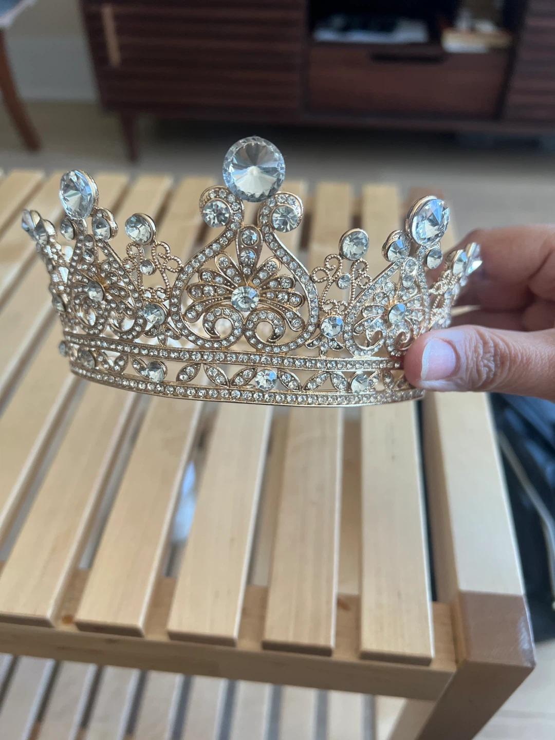 Gold Crystal Crown Tiara