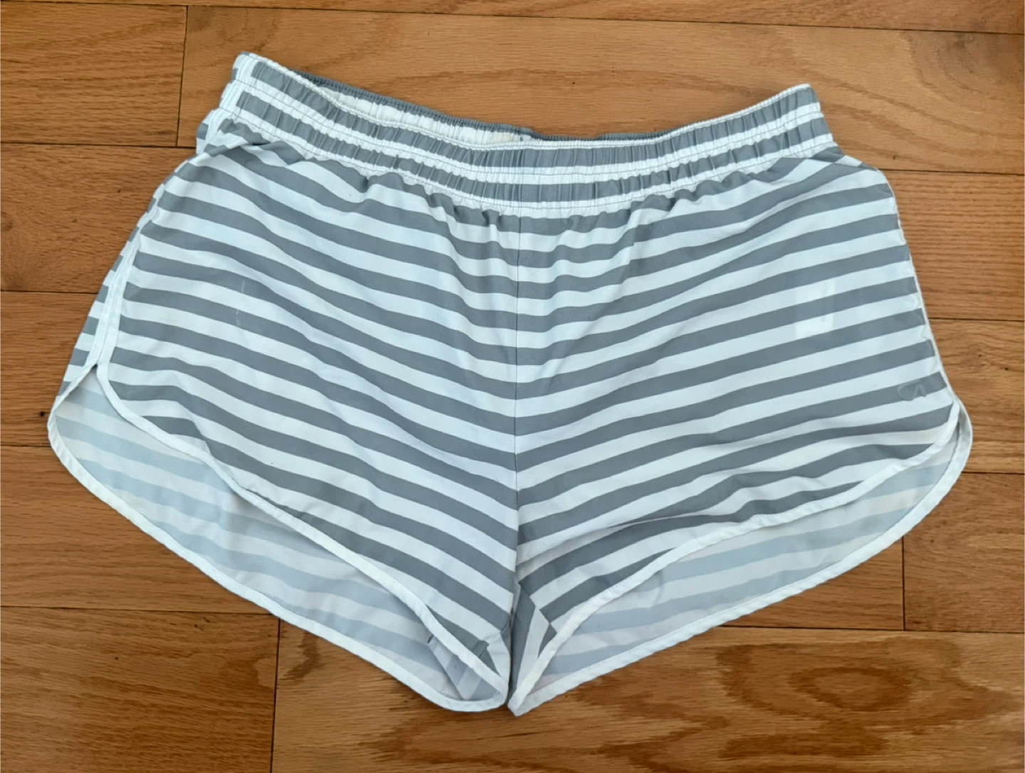 GapFit Grey & White Striped Running Shorts - Size S/P