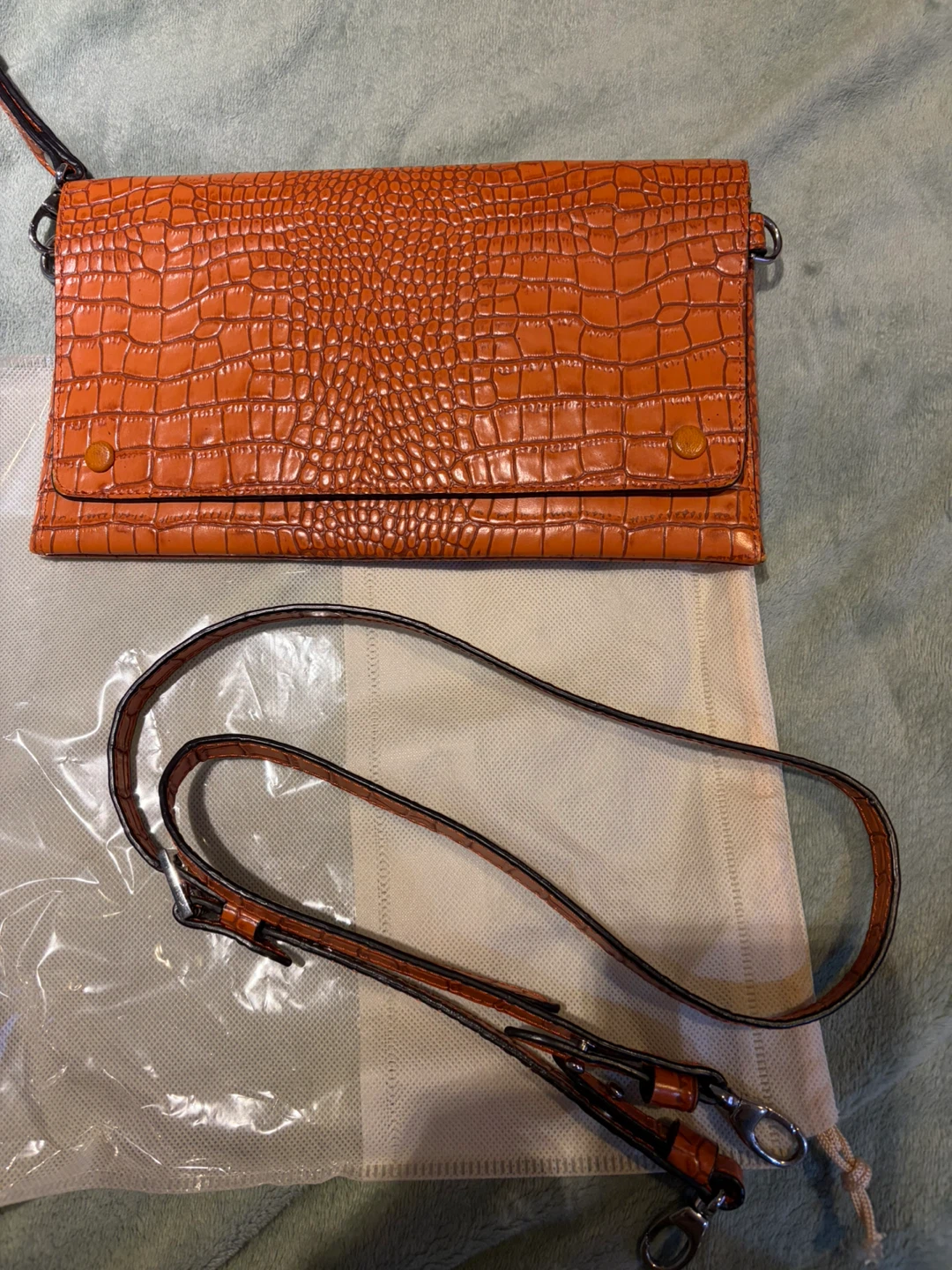 Fino Leatherware Orange Croc-Embossed Leather Satchel – Handmade