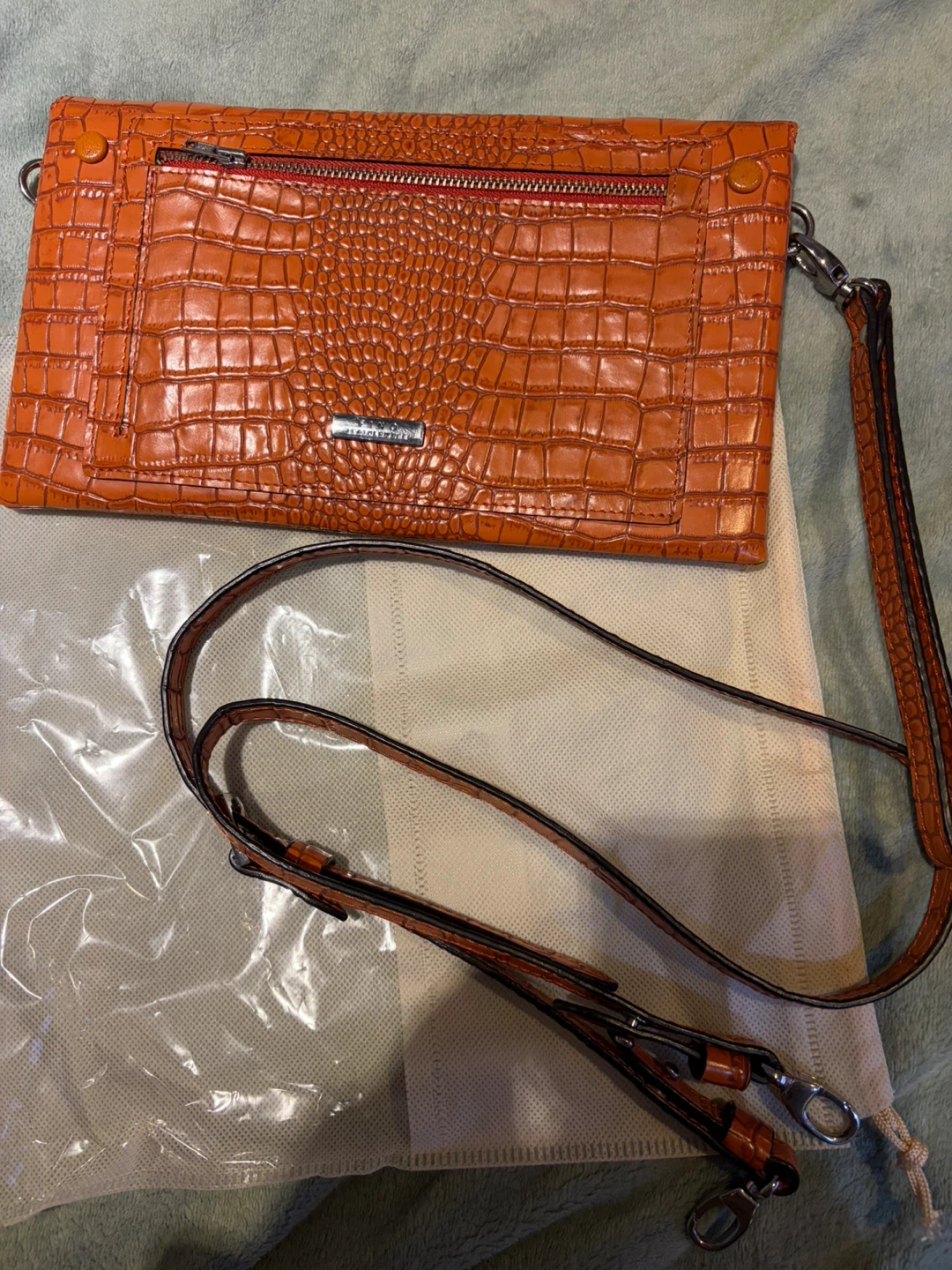 Fino Leatherware Orange Croc-Embossed Leather Satchel – Handmade - photo 2