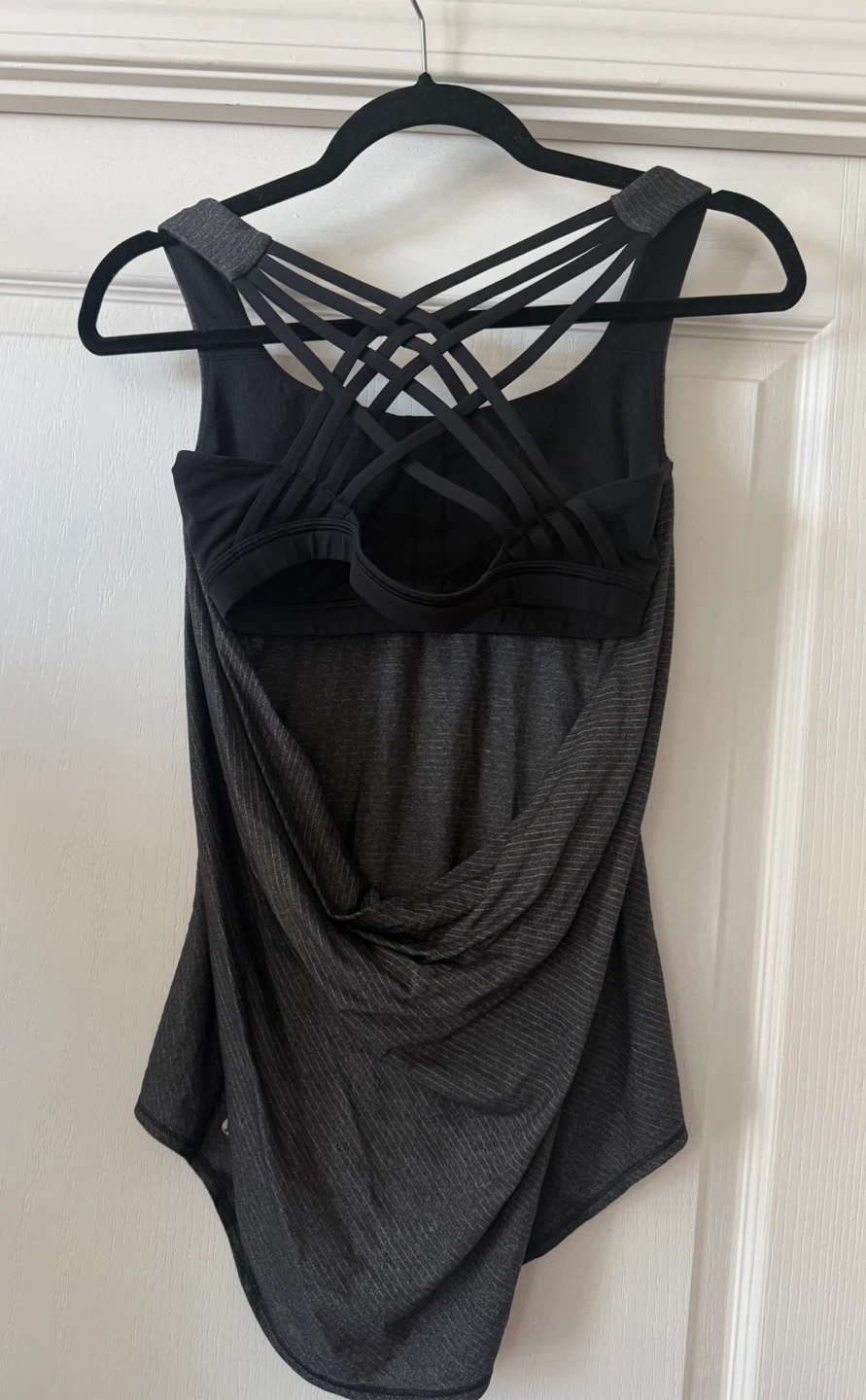 Lululemon Grey Striped Tank Top with Built-in Bra - Size 6 - photo 2