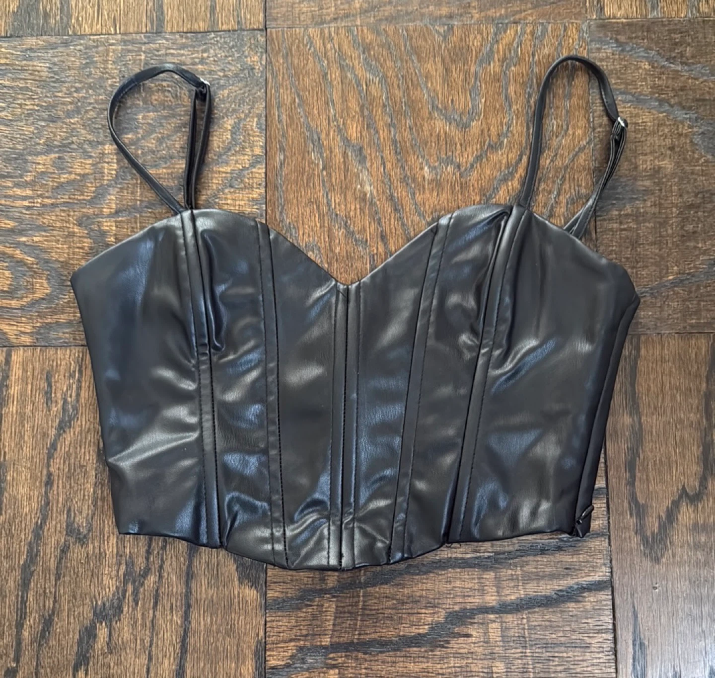 Zara Faux Leather Corset Top - Size S