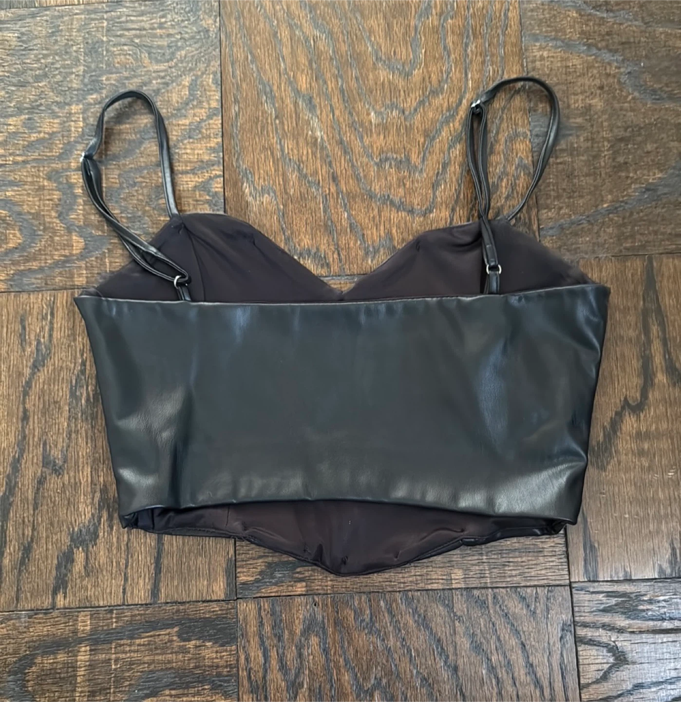 Zara Faux Leather Corset Top - Size S - photo 2