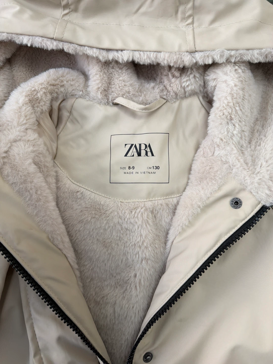 Zara Kids Beige Faux Fur Lined Parka Jacket - photo 2