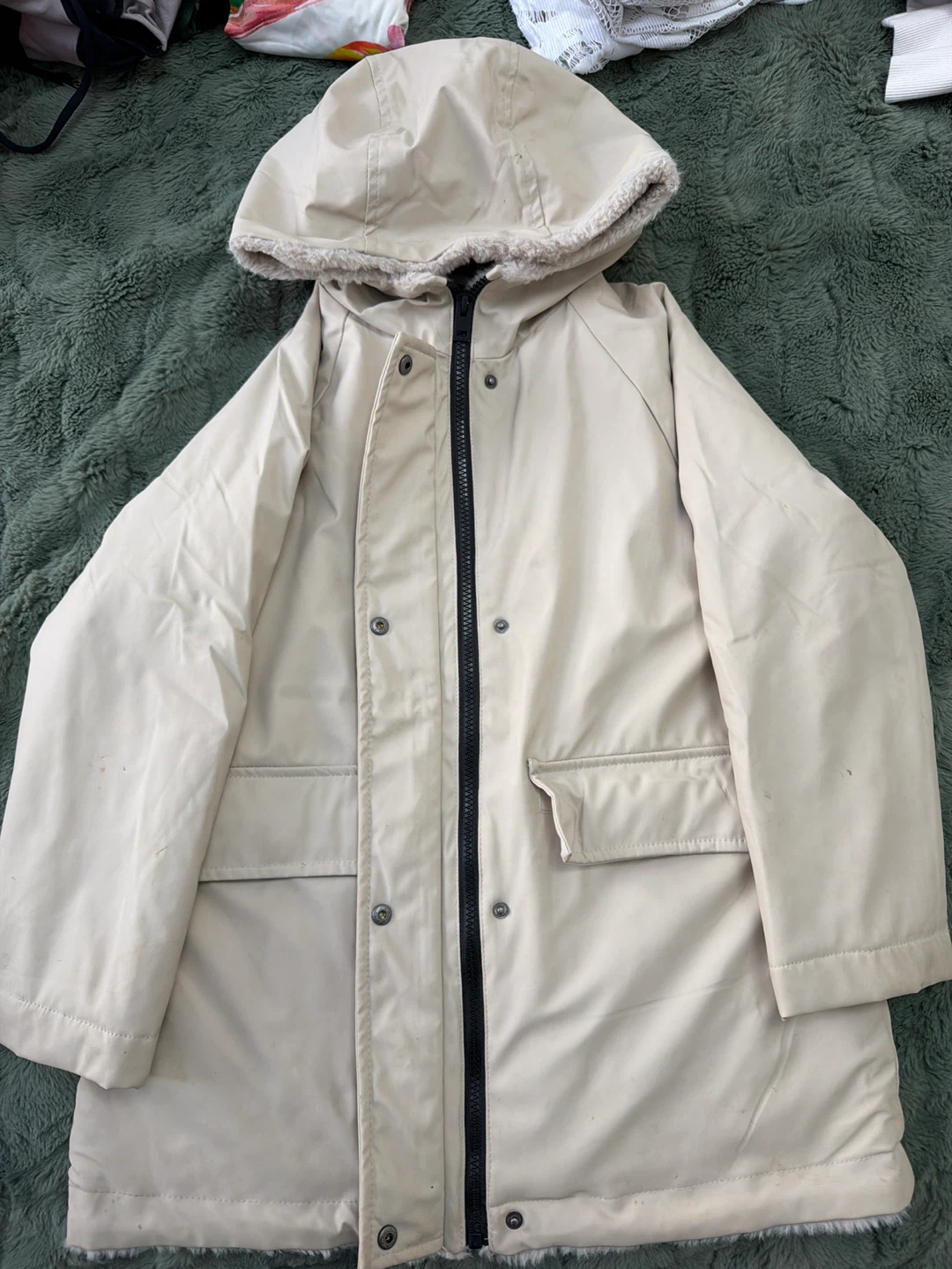 Zara Kids Beige Faux Fur Lined Parka Jacket