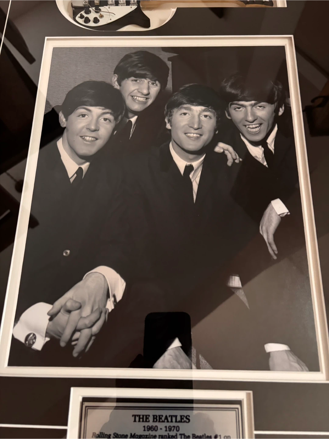 Vintage"The Beatles" Framed Display with Mini Guitar - photo 3