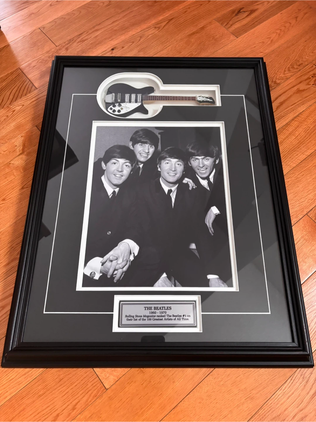 Vintage"The Beatles" Framed Display with Mini Guitar