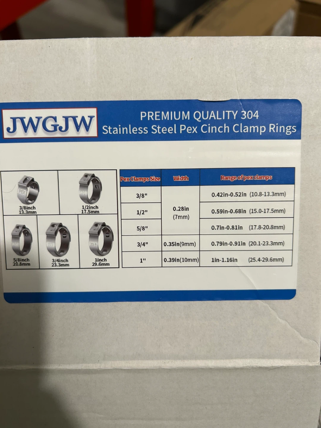 JWGFW 304 Stainless Steel Pex Cinch Clamp Rings - 50 Pcs - photo 3