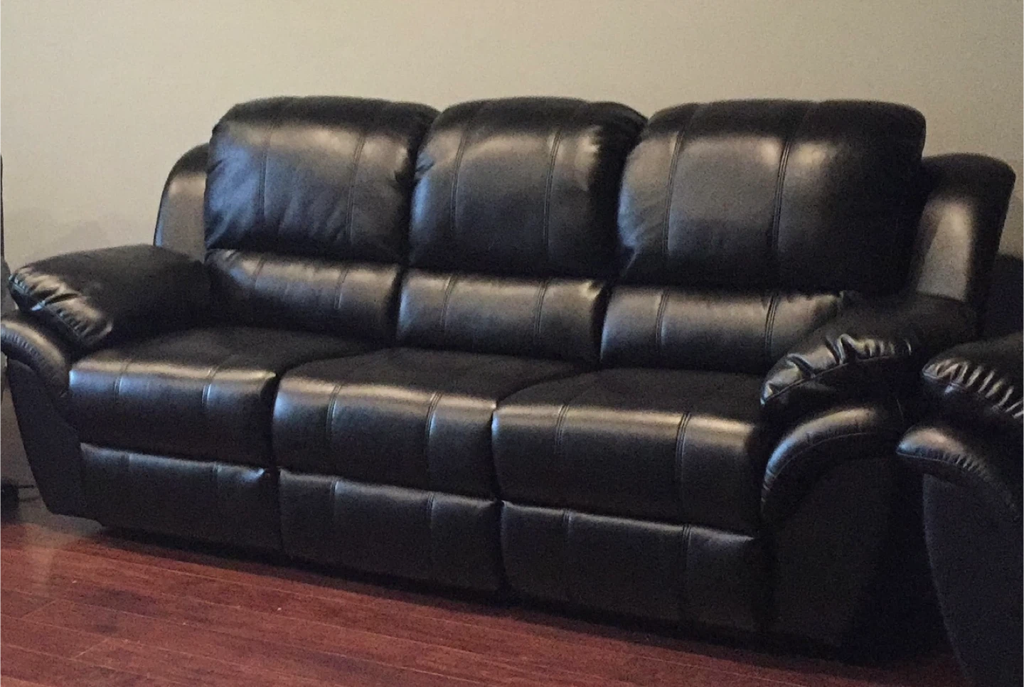 Black Leather Recliner Sofa Bobs Furniture - photo 3