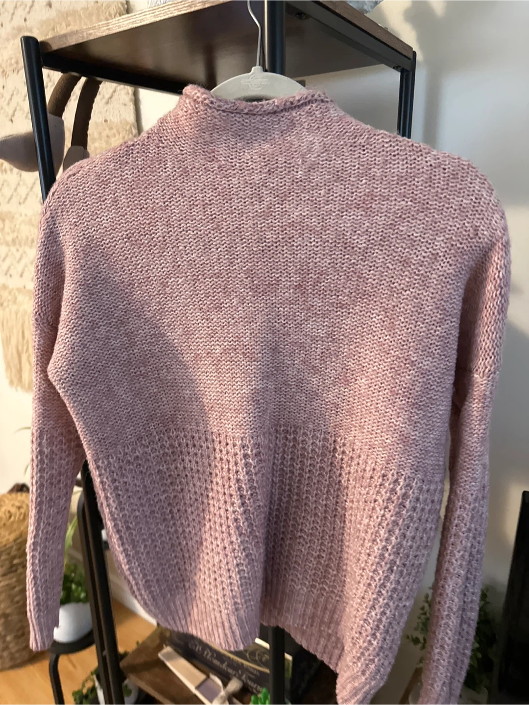 Pink Knit Mock Neck Sweater