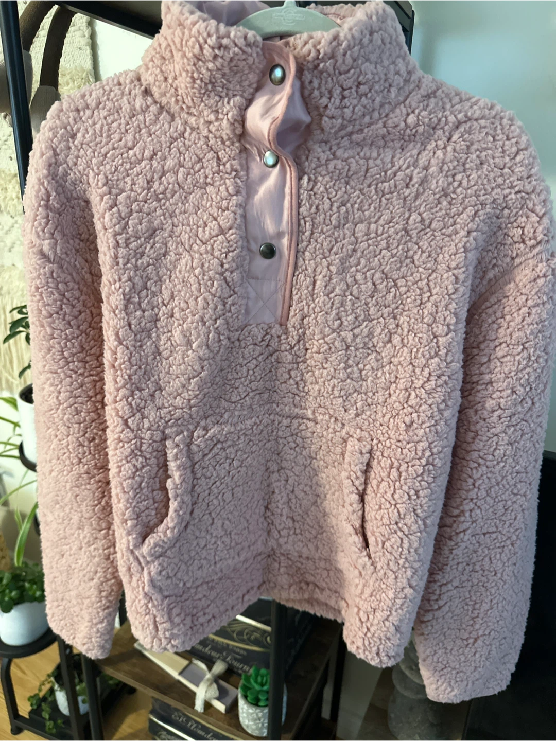 Pink Teddy Fleece Pullover Sweater
