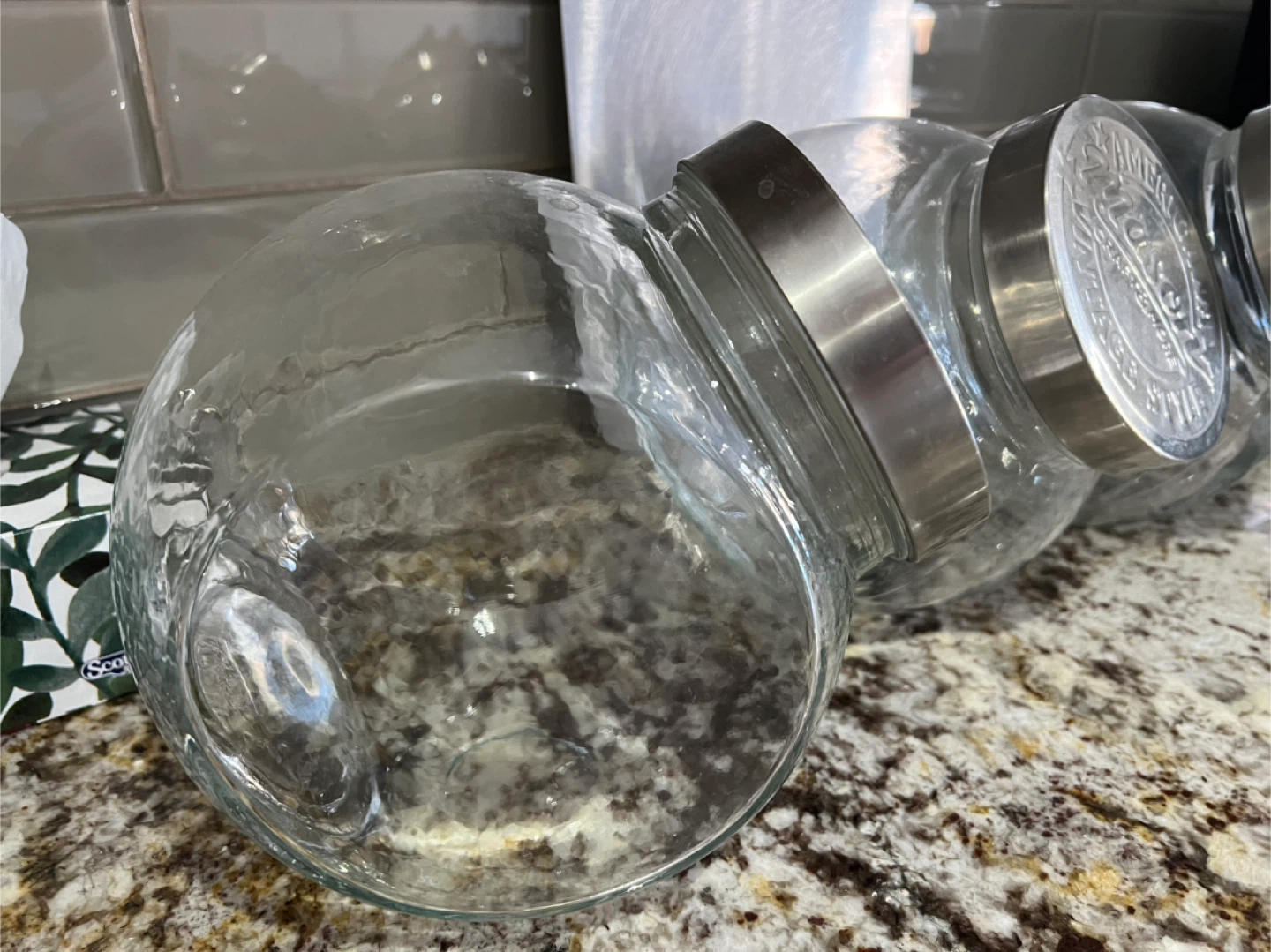 3 Mason Jars/ Glass Canisters with Metal Lid - photo 2