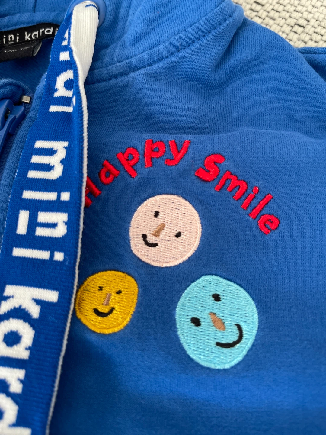 Mini Kardi Blue Hoodie with Happy Smile Embroidery - photo 3