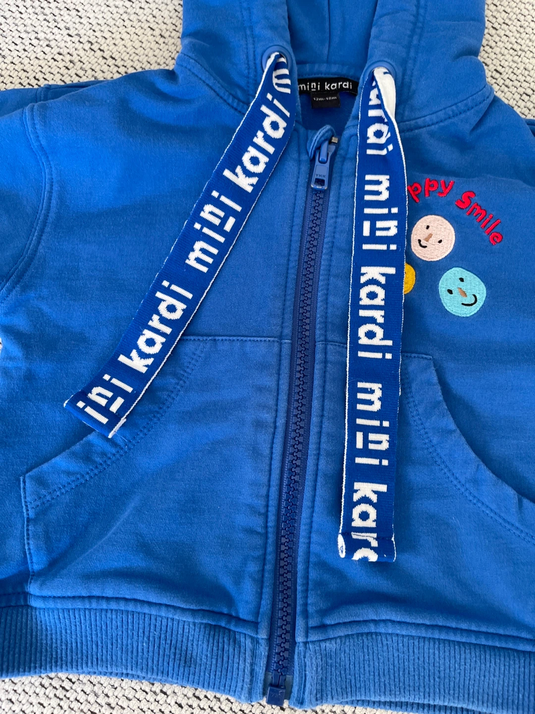 Mini Kardi Blue Hoodie with Happy Smile Embroidery - photo 4
