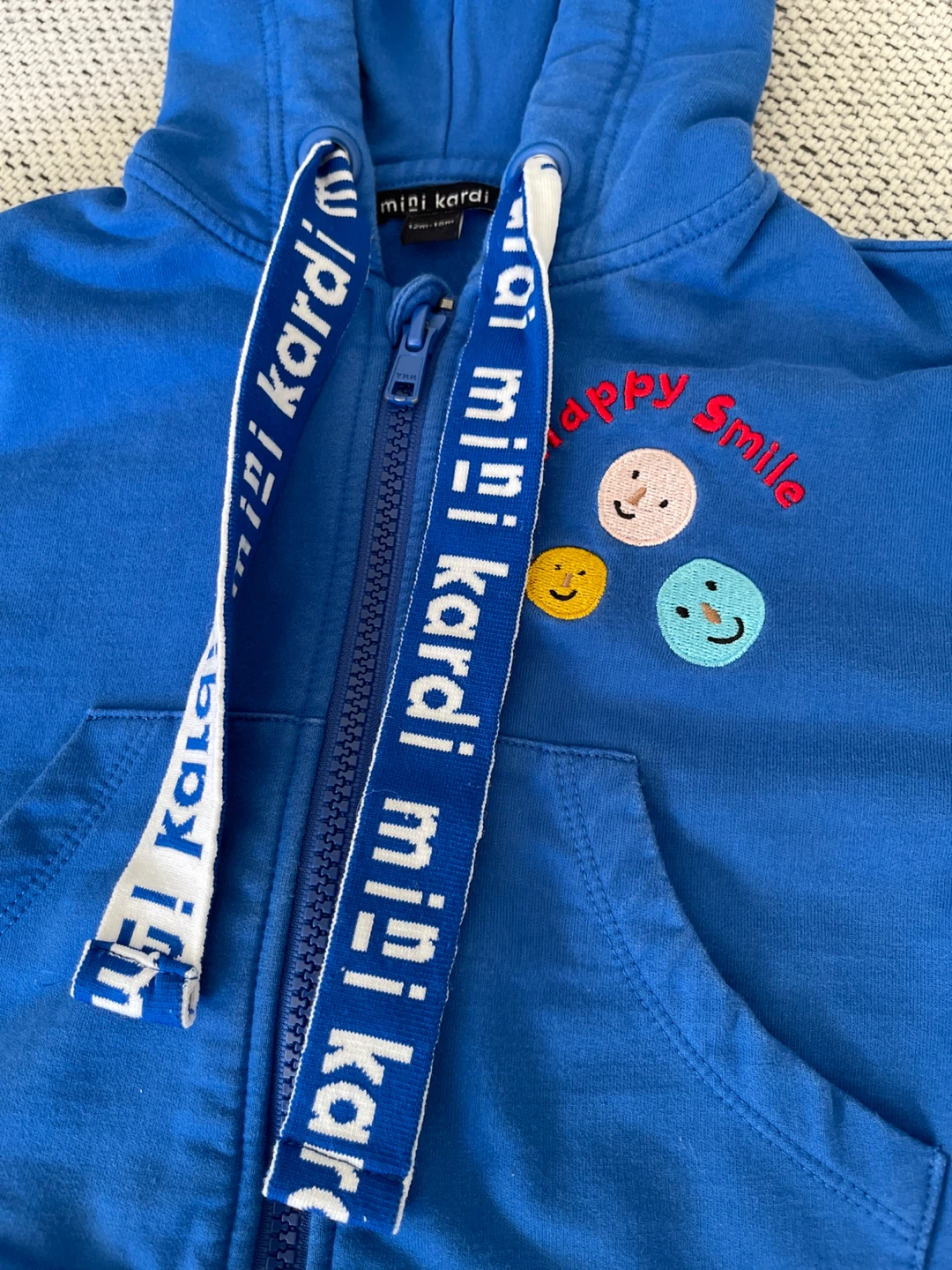 Mini Kardi Blue Hoodie with Happy Smile Embroidery - photo 2