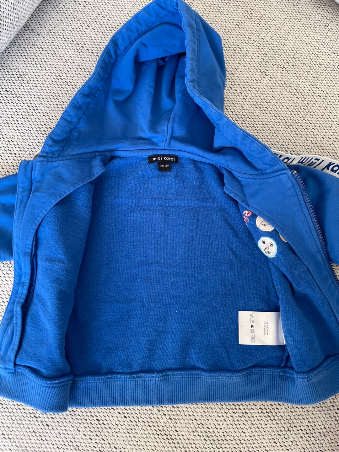 Mini Kardi Blue Hoodie with Happy Smile Embroidery - photo 5