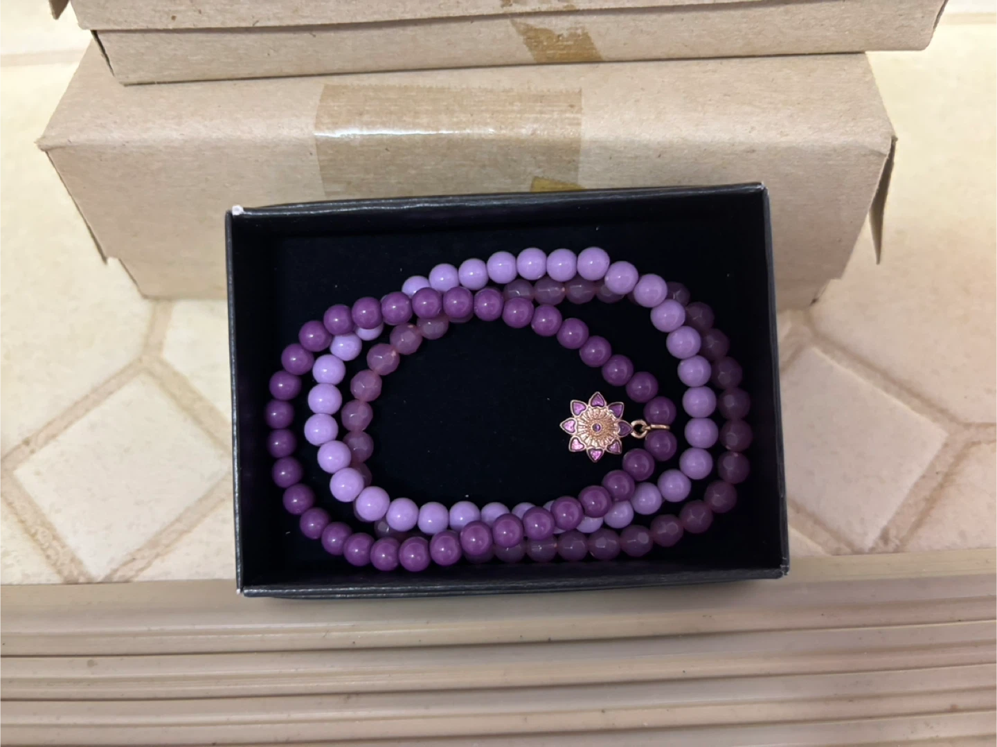 Purple Beaded Bracelets Set