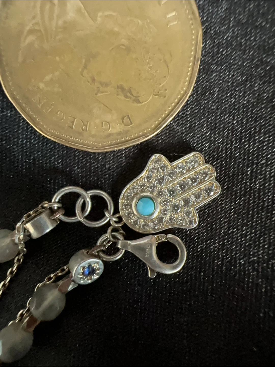 925 silver and labradorite beaded with a hamsa charm - photo 3
