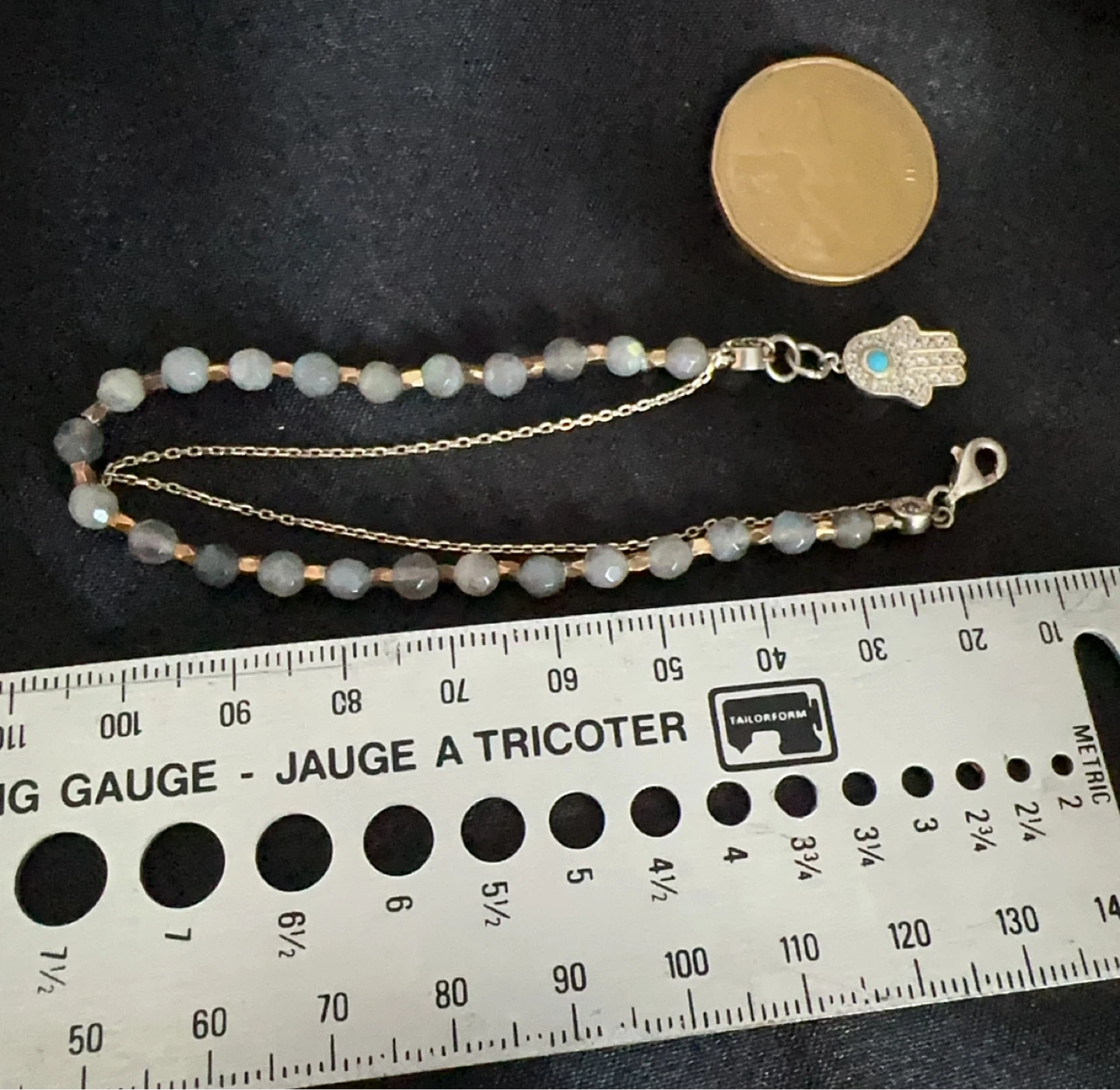 925 silver and labradorite beaded with a hamsa charm - photo 2