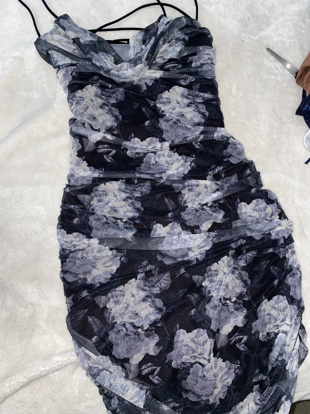 Floral Ruched Mesh Dress - photo 2