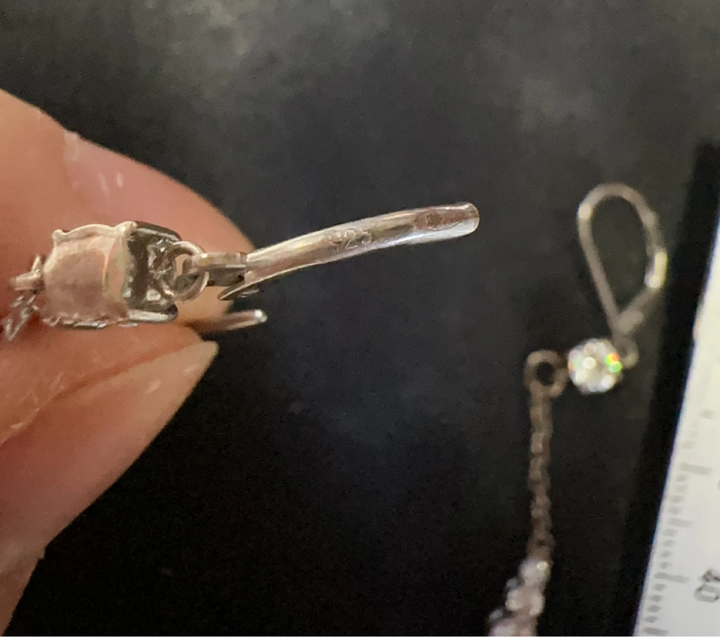 Sterling Silver Dangle Earrings with CZ Stones - photo 3