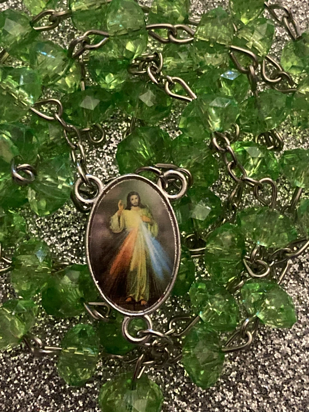 Green Crystal Rosary ( Nuestro Señor Jesus cristo) - photo 2