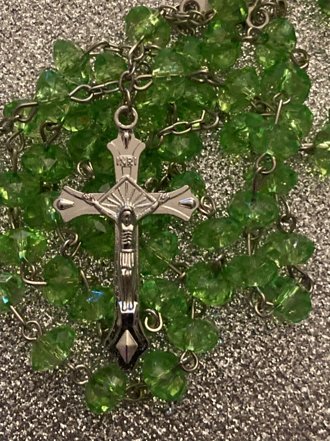 Green Crystal Rosary ( Nuestro Señor Jesus cristo) - photo 3