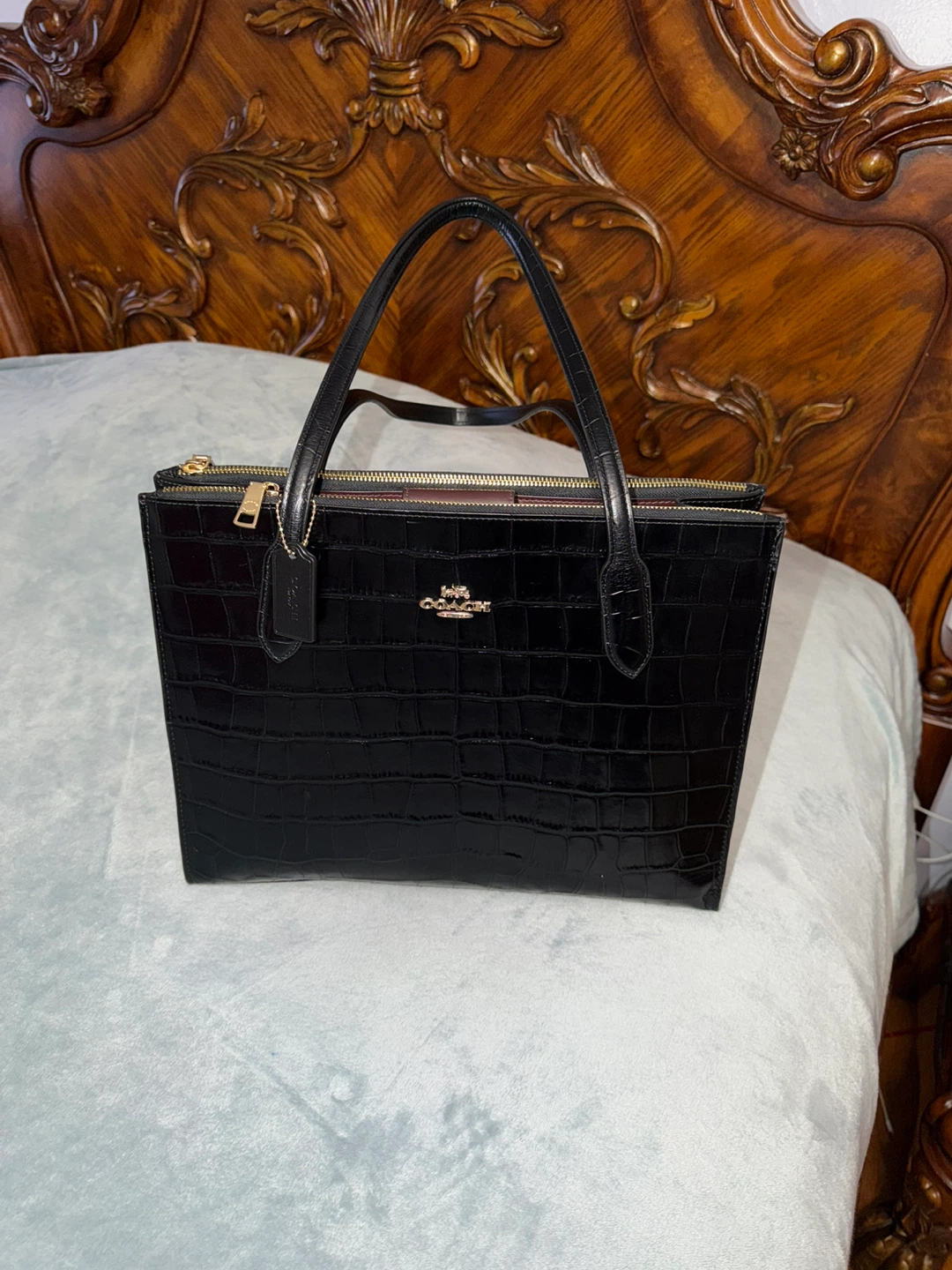 Coach Black Crocodile Embossed Bag - photo 3