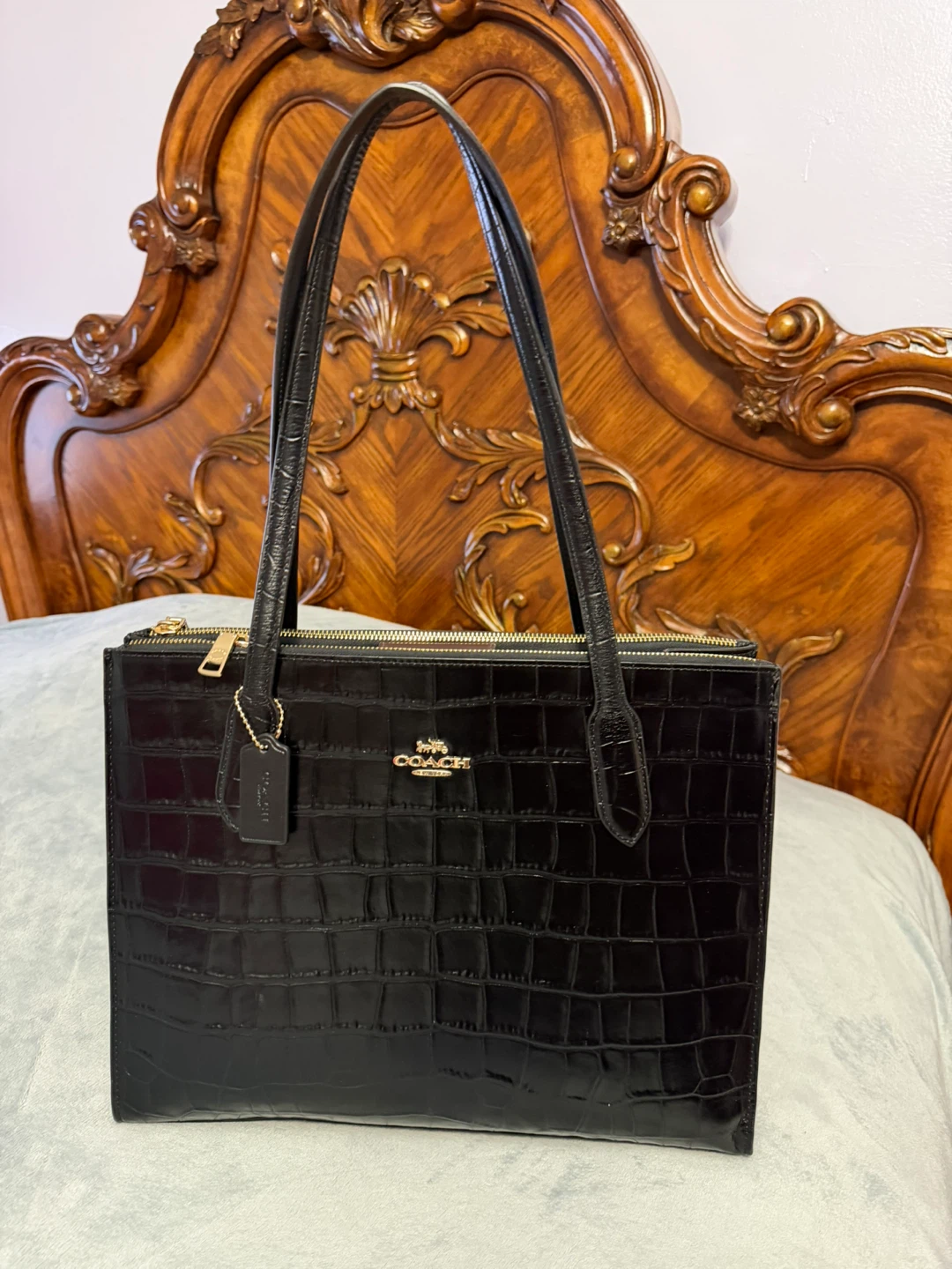 Coach Black Crocodile Embossed Bag - photo 4
