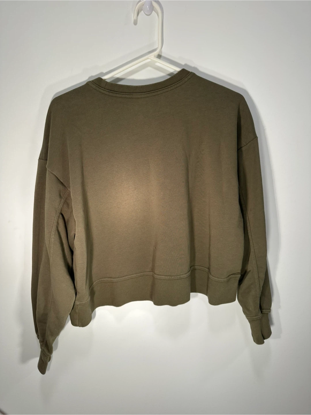 Nike Just Do It Cropped Crewneck Sweatshirt - Olive Green - photo 3