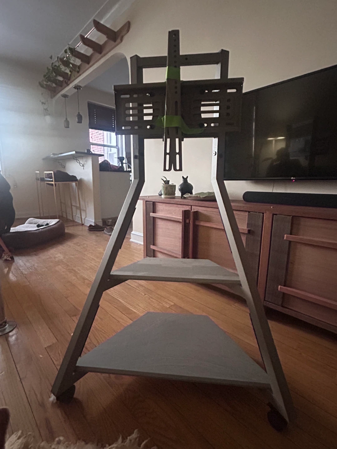 Mobile TV Stand with Shelves