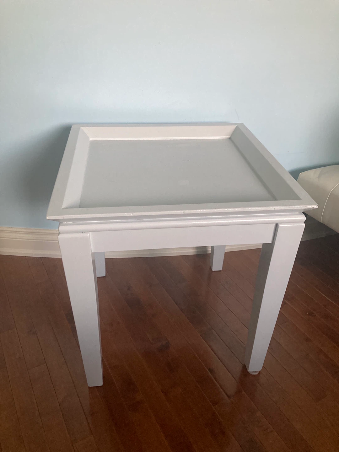 Light Grey Side Table with Tray Top