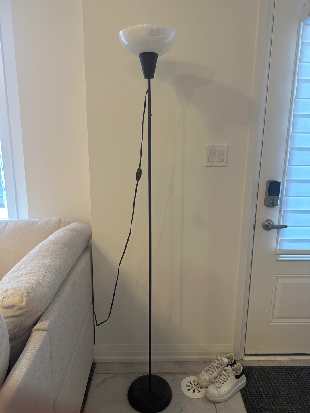 Black Floor Lamp with White Shade