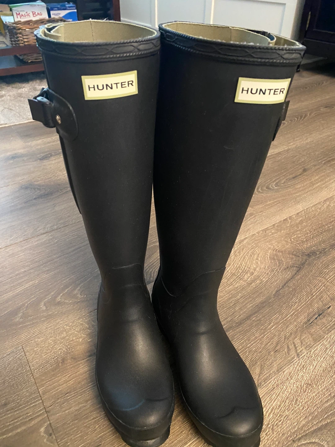 Hunter Black Tall Rubber Rain Boots