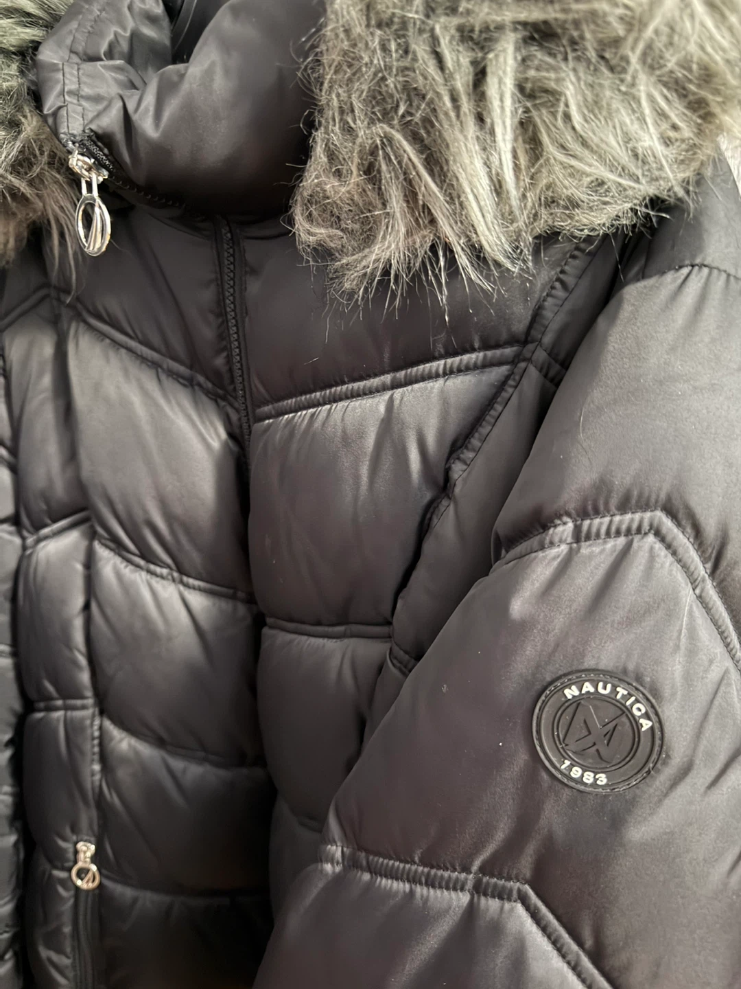 Nautica Black Puffer Jacket with Faux Fur Hood - photo 5