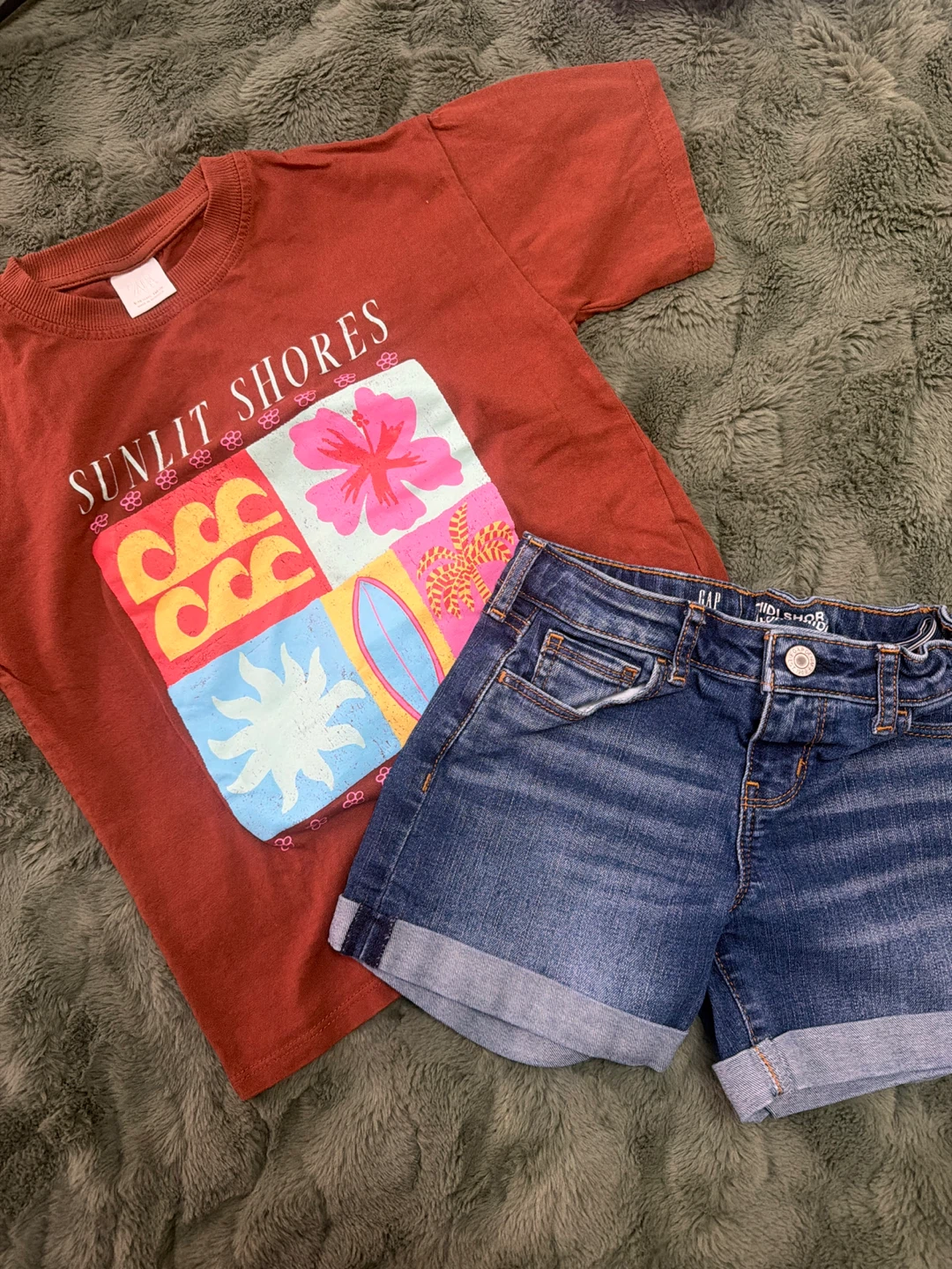 Zara Kids T-Shirt and Gap Denim Shorts Set