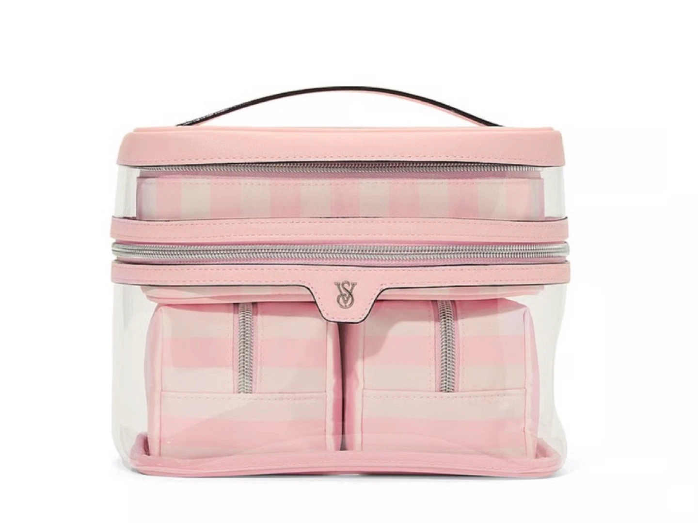 Victoria's Secret Pink Stripe Cosmetic Bag Set