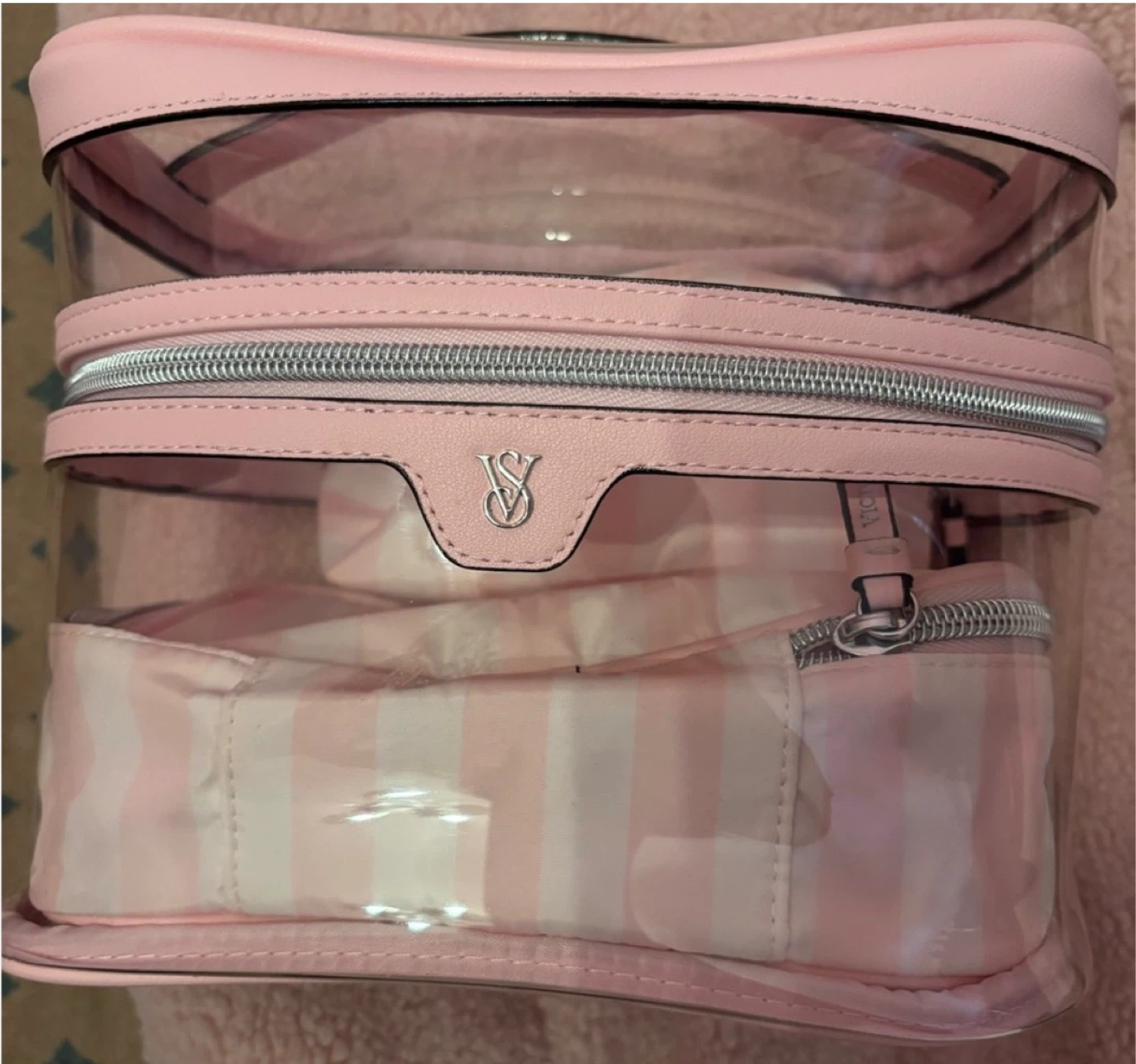Victoria's Secret Pink Stripe Cosmetic Bag Set - photo 3