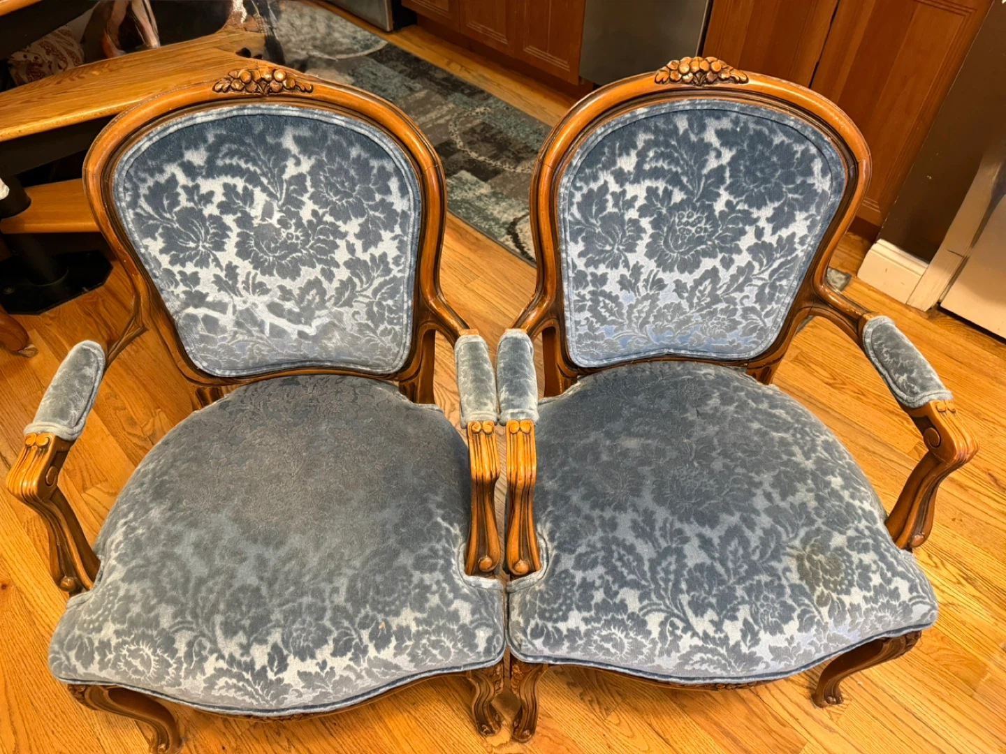 Antique French Style Accent Chairs - Pair
