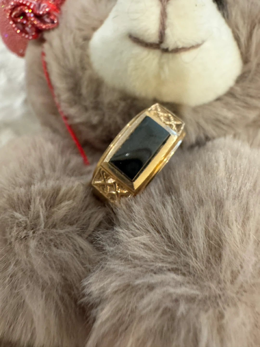 Gentlemen's 14K Gold Ring with Black Star Sapphire - photo 3