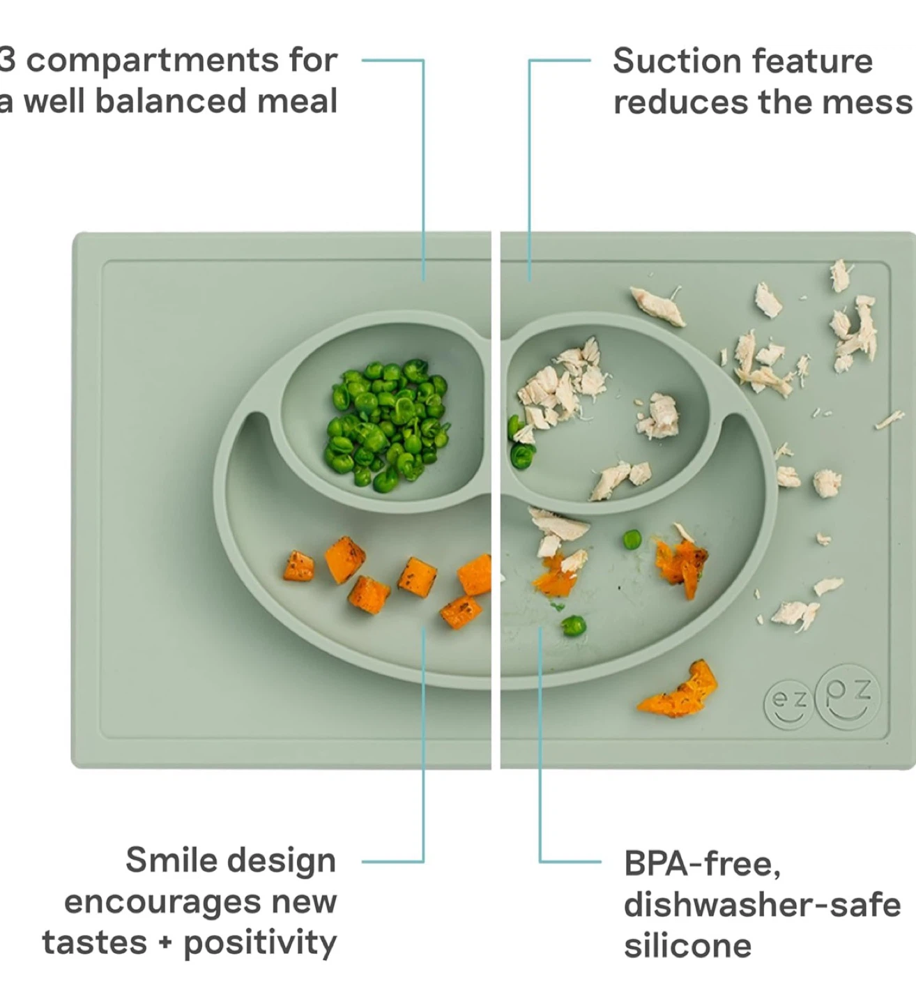 ezpz Happy Mat (Placemat + Plate in One) – Green - photo 5
