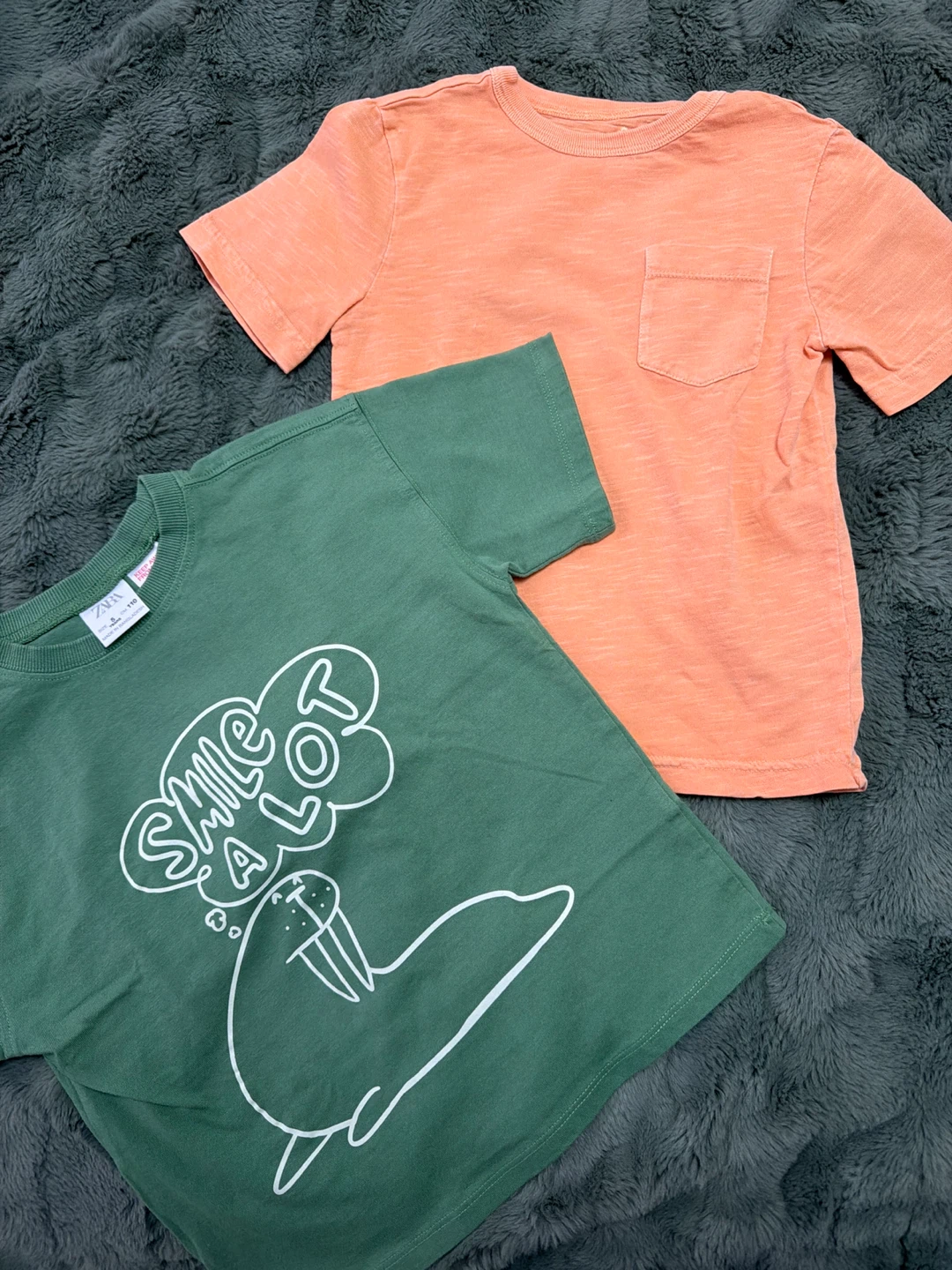 Zara Kids Green T-Shirt Size 5 & Caribbean Joe Orange T-Shirt