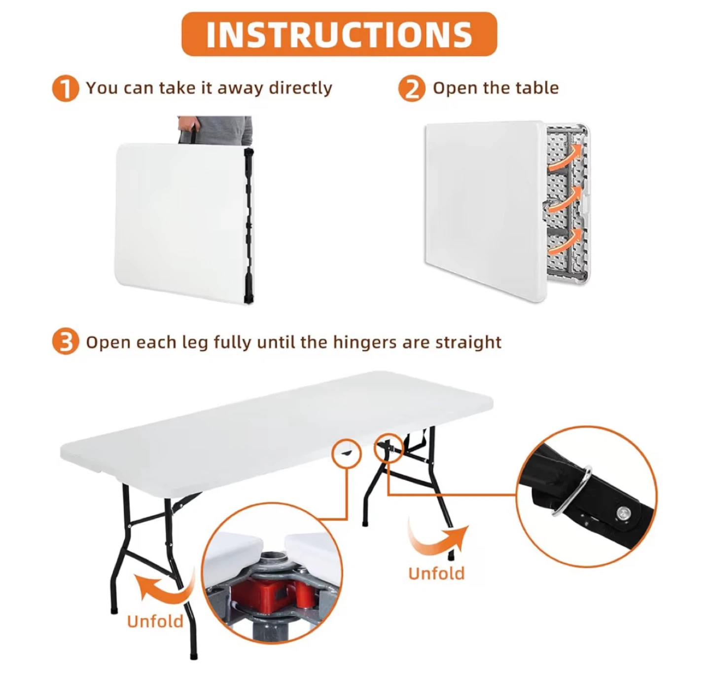 HKLGorg 6 Ft Heavy Duty Folding Utility Table - photo 3