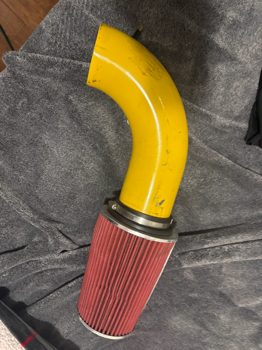 Yellow Cold Air Intake with Red Filter