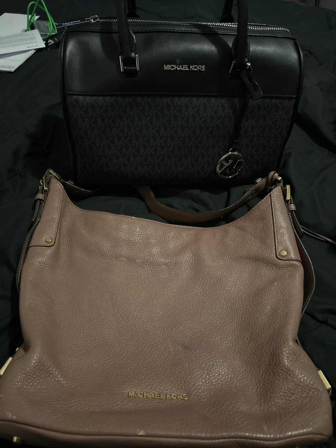 Michael Kors Handbags (2) - Pink and Black Logo Print