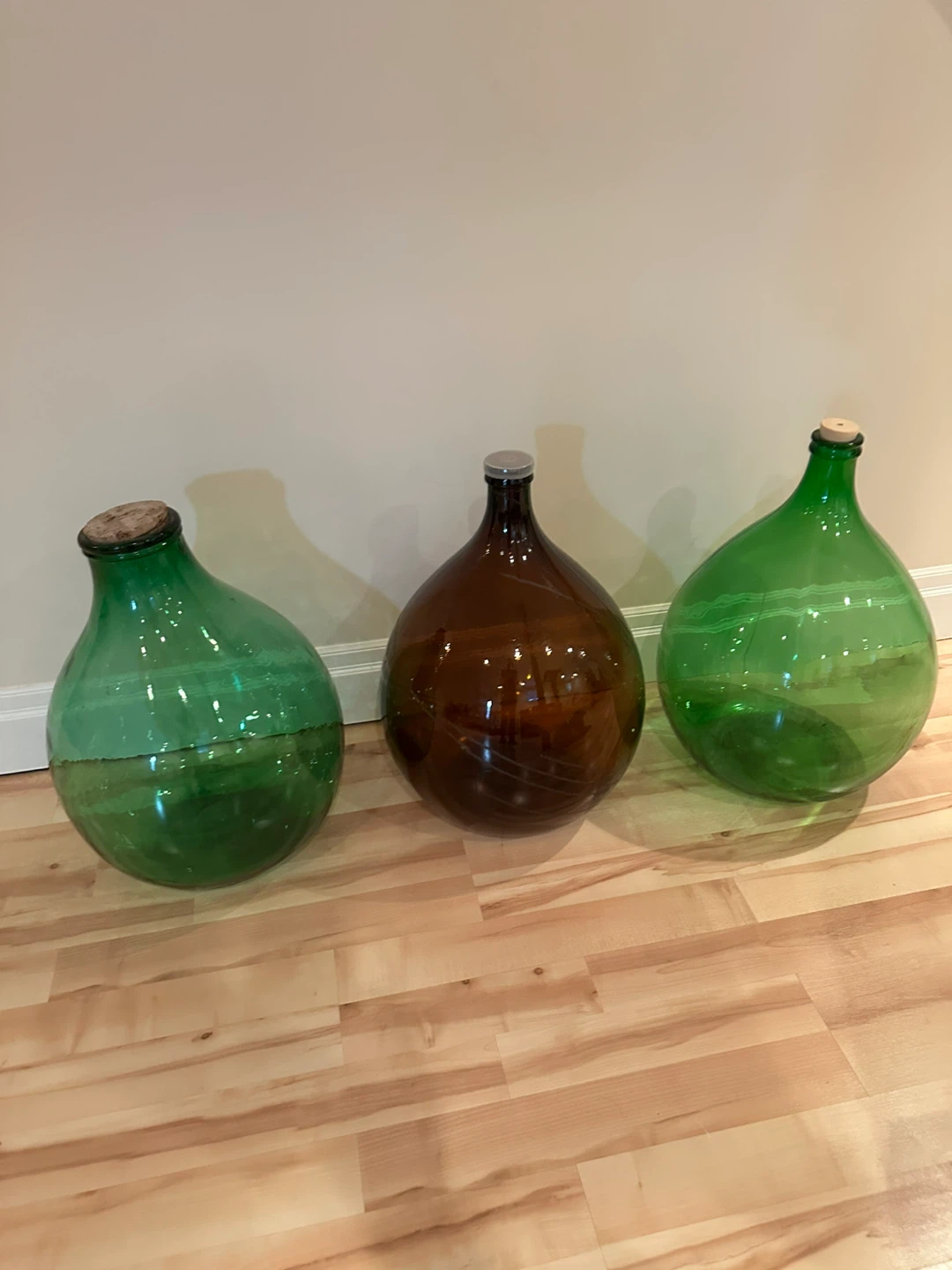 Glass Demijohn Bottles green$45 amber$65