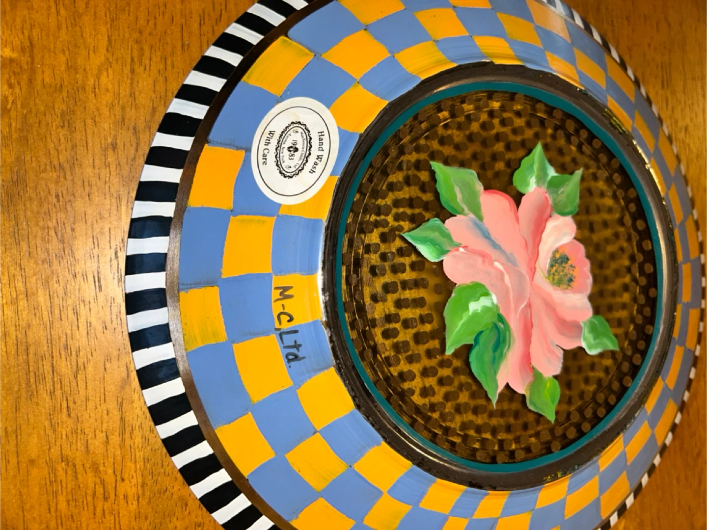 Mackenzie Childs 1983 Vintage 11” Glass Rose Plate - photo 3