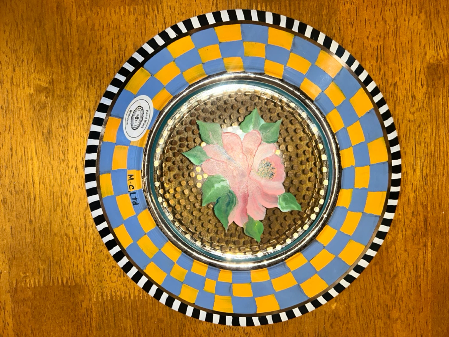 Mackenzie Childs 1983 Vintage 11” Glass Rose Plate - photo 2