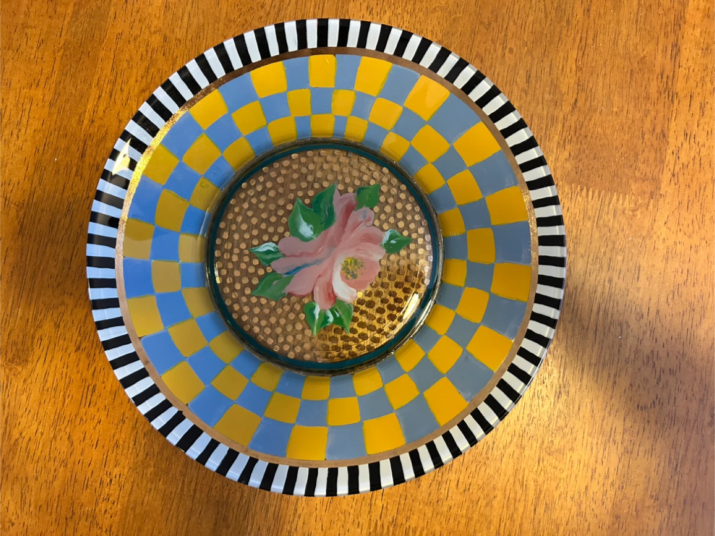 Mackenzie Childs 1983 Vintage 11” Glass Rose Plate - photo 4